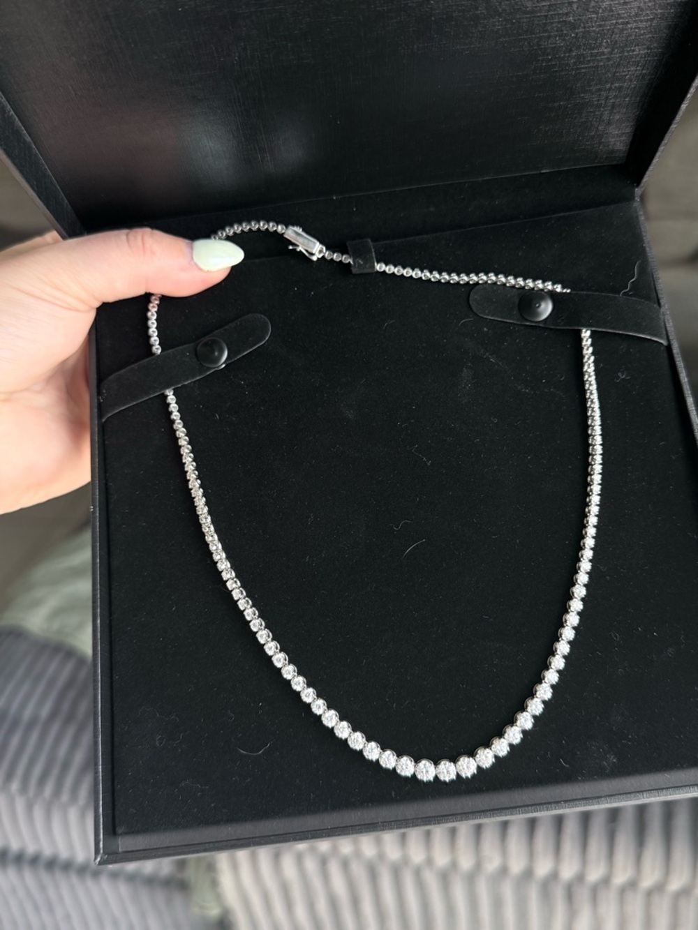 5 CTTW Sterling Silver Diamond Tennis Necklace - Picture 4 of 8